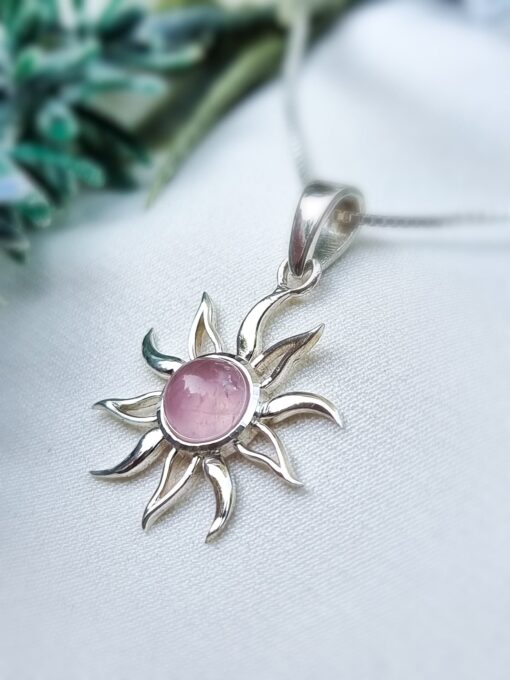 Colgante Sun Cuarzo Rosa