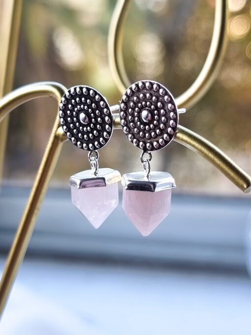 Aros Pendulo Selene Cuarzo Rosa