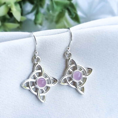 Aros Nudo de Brujas Cuarzo Rosa