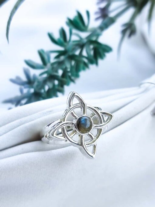 Anillo Nudo de Brujas Labradorita