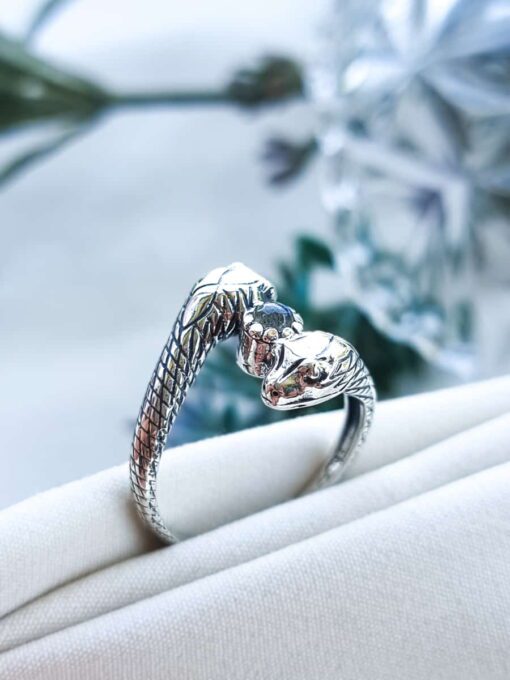 Anillo Doble Serpiente Labradorita