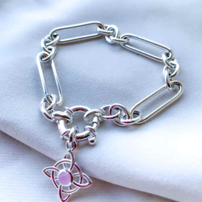 Pulsera Nudo de Bruja Celta con Cuarzo Rosa