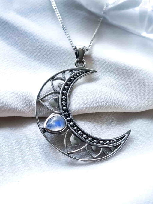 Colgante Luna Creciente con Piedra Luna