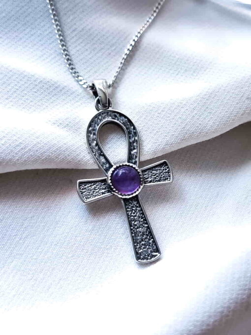 Colgante Cruz de Ankh Amatista