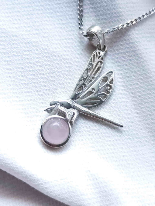 Colgante Libélula Cuarzo Rosa