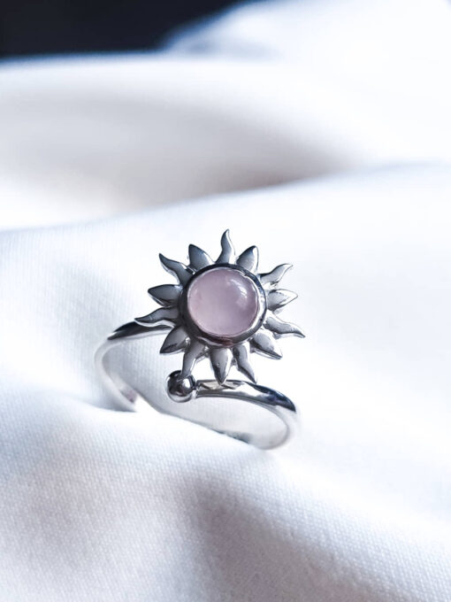 Anillo Sun Antiestrés Ajustable Cuarzo Rosa