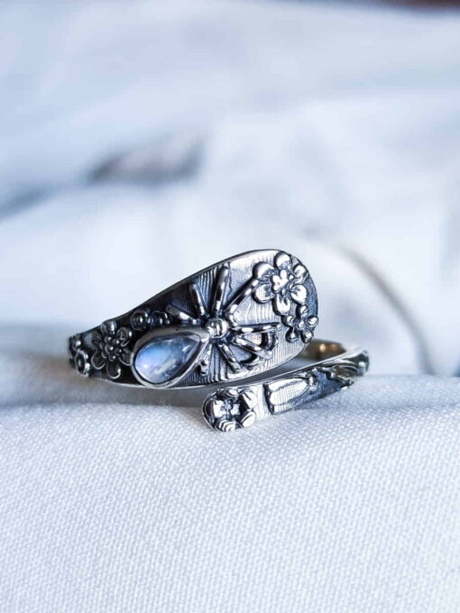 Anillo Araña Ajustable Piedra Luna