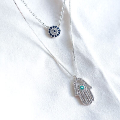 Collar Doble Mano de Fátima y Ojo Turco